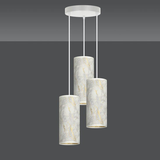 Emibig Emibig Lampe suspendue ronde Ringsted avec 3 tubes en marbre blanc 3x E27 - Éclairage idéal pour tout espace