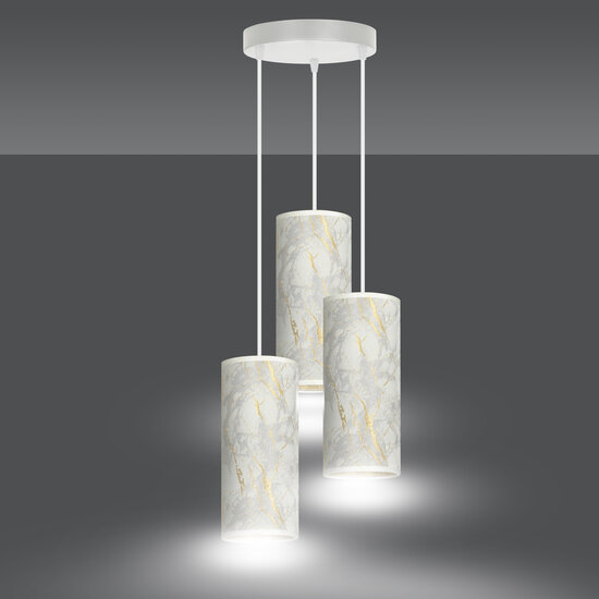 Emibig Emibig Ringsted round pendant lamp with 3 tubes white marble 3x E27 - Ideal lighting for any space