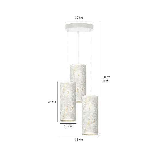 Emibig Emibig Ringsted round pendant lamp with 3 tubes white marble 3x E27 - Ideal lighting for any space