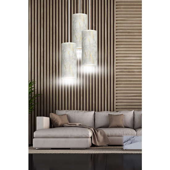 Emibig Emibig Ringsted ronde pendellamp met 3 kokers wit marmer 3x E27 - Perfecte verlichting voor elke ruimte