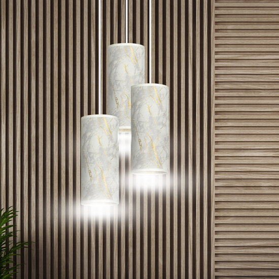 Emibig Emibig Ringsted round pendant lamp with 3 tubes white marble 3x E27 - Ideal lighting for any space
