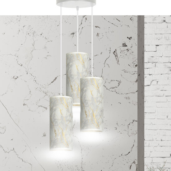 Ringsted round pendant lamp with 3 tubes white marble 3x E27