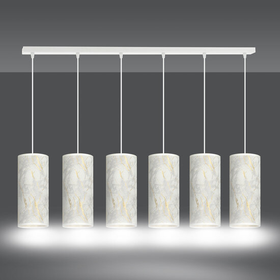 Ringsted 6 cilinders gigant hanglamp zwart gemarbreerd 6x E27