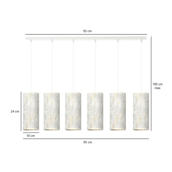 Ringsted 6 cylinders gigant hanging lamp black marbled 6x E27