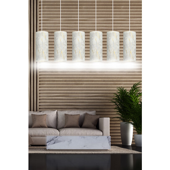 Lampe à suspension géante Ringsted 6 cylindres noir marbré 6x E27