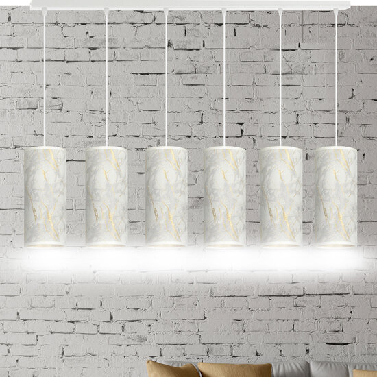 Ringsted 6 cilinders gigant hanglamp zwart gemarbreerd 6x E27