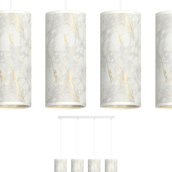 Ringsted 4 cylinders large hanging lamp white marbled 4x E27