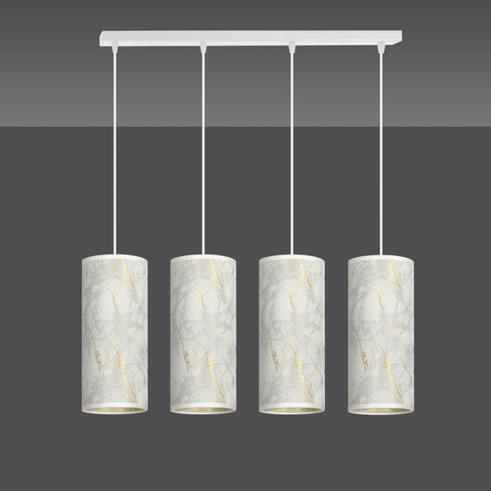 Ringsted 4 cylindres grande suspension blanc marbré 4x E27