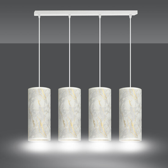 Ringsted 4 cylindres grande suspension blanc marbré 4x E27