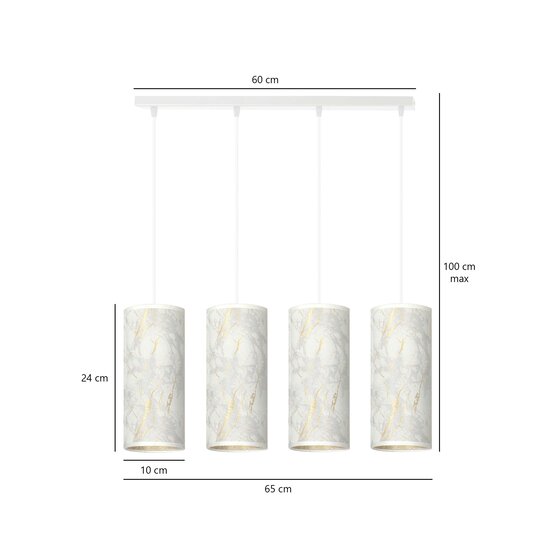 Ringsted 4 cylinders large hanging lamp white marbled 4x E27