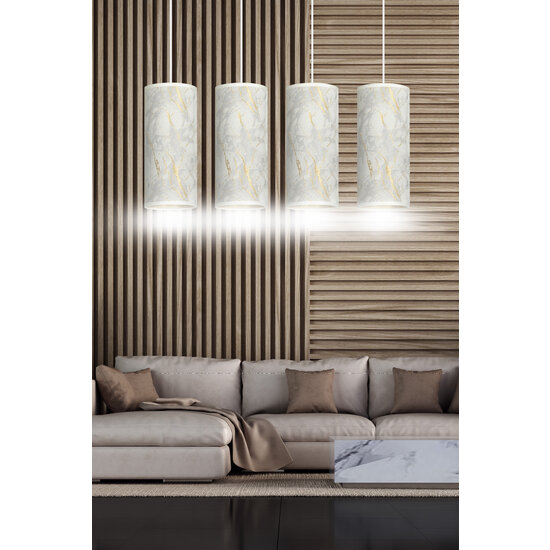 Ringsted 4 cylinders large hanging lamp white marbled 4x E27