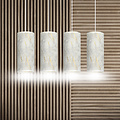 Ringsted 4 cilinders grote hanglamp wit gemarbreerd 4x E27