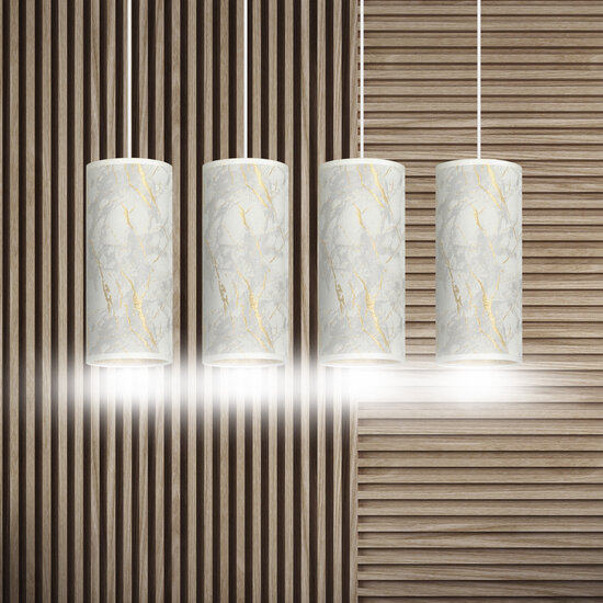 Ringsted 4 cylinders large hanging lamp white marbled 4x E27