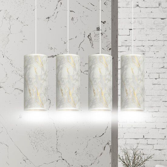 Ringsted 4 cylinders large hanging lamp white marbled 4x E27