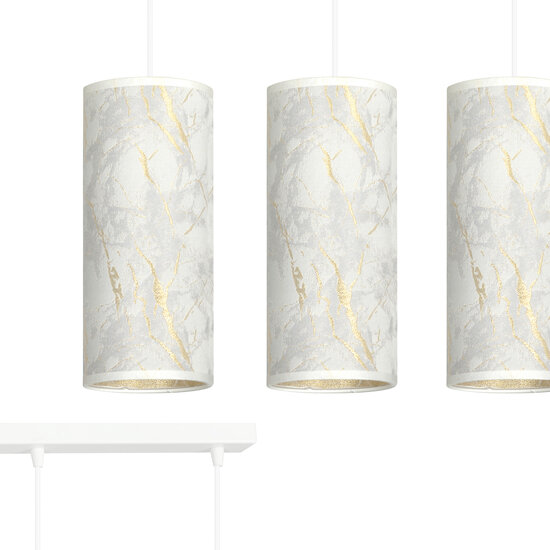 Ringsted 3 cylindres suspension moyenne blanc marbré 3x E27