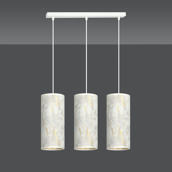 Ringsted 3 cylindres suspension moyenne blanc marbré 3x E27