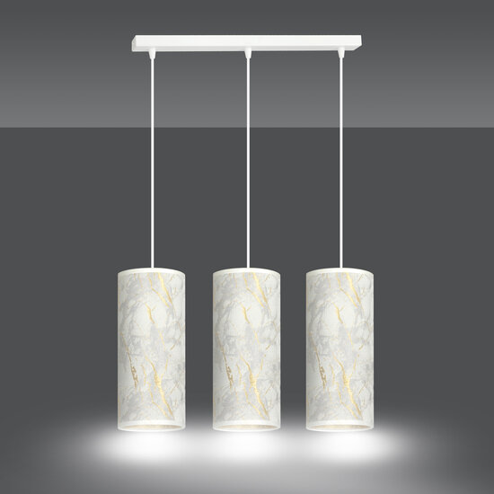 Ringsted 3 cilinders medium hanglamp wit gemarbreerd 3x E27
