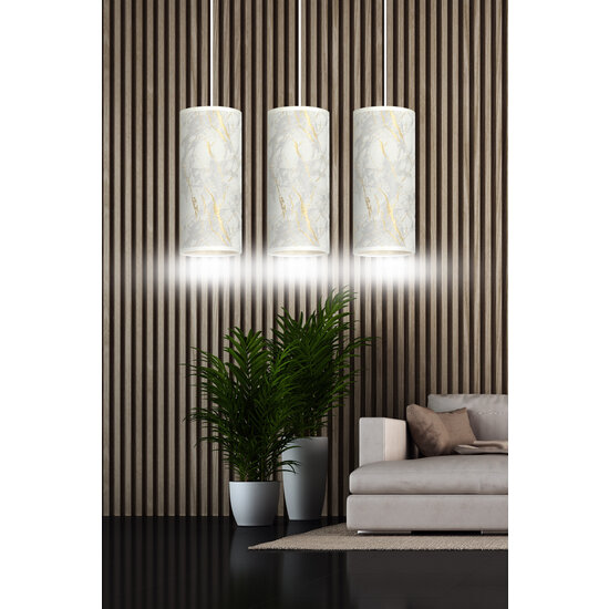 Ringsted 3 cilinders medium hanglamp wit gemarbreerd 3x E27