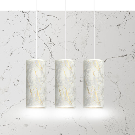 Ringsted 3 cilinders medium hanglamp wit gemarbreerd 3x E27