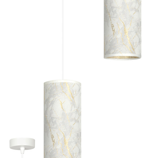 Emibig Emibig Lampe suspendue à cylindre unique Ringsted blanche marbrée E27 - Idéale pour une touche moderne dans votre intérieur
