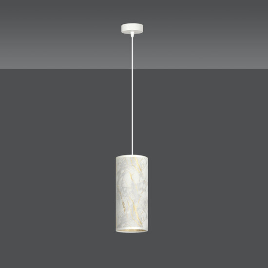 Ringsted single cylinder hanging lamp white marbled E27