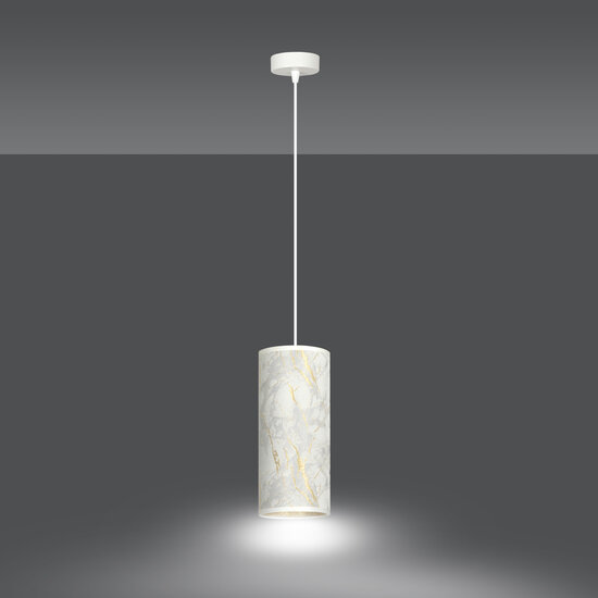Ringsted single cylinder hanging lamp white marbled E27