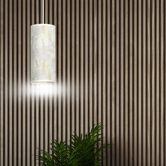 Emibig Emibig Lámpara colgante de cilindro único Ringsted blanca veteada E27 - Ideal para un toque moderno en tu hogar