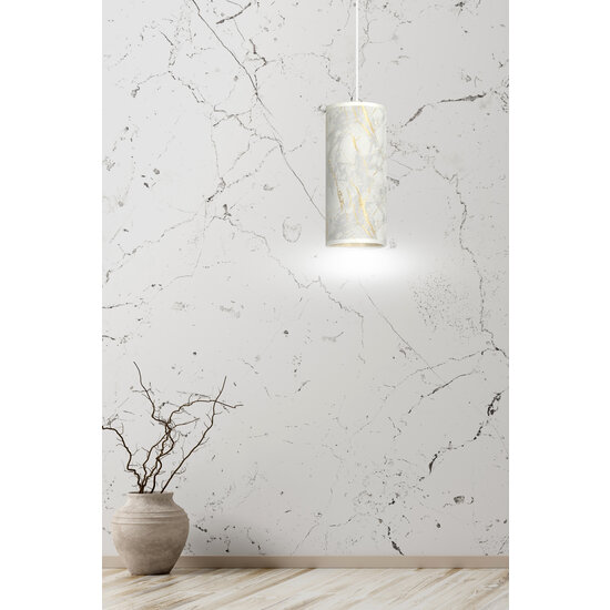 Emibig Emibig Lampe suspendue à cylindre unique Ringsted blanche marbrée E27 - Idéale pour une touche moderne dans votre intérieur
