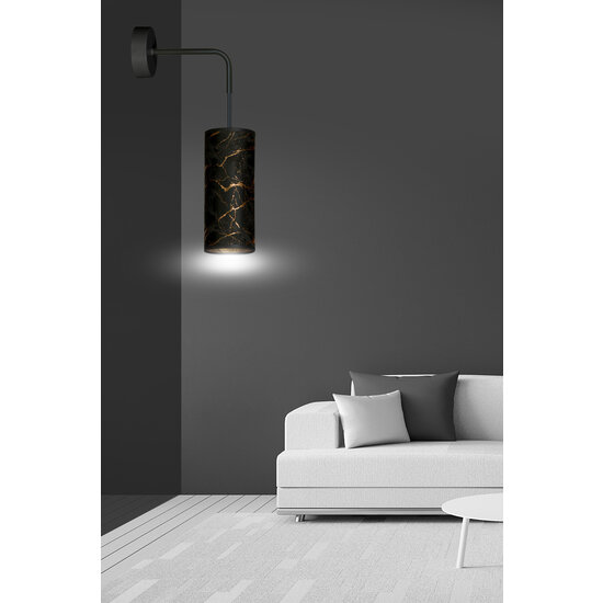 Fakse zwarte wandlamp 1x E27 marmer structuur
