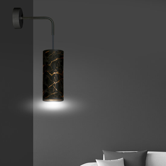 Fakse zwarte wandlamp 1x E27 marmer structuur
