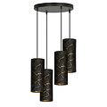 Fakse large round pendant lamp with 4 tubes of black marble 4x E27
