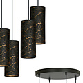 Fakse grande suspension ronde avec 4 tubes de marbre noir 4x E27
