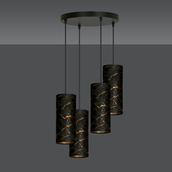 Emibig Emibig Fakse large round pendant lamp with 4 tubes of black marble 4x E27 - Ideal for a modern touch in your home decor