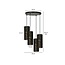 Fakse grande suspension ronde avec 4 tubes de marbre noir 4x E27