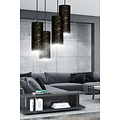 Fakse large round pendant lamp with 4 tubes of black marble 4x E27