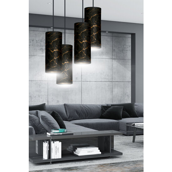Fakse large round pendant lamp with 4 tubes of black marble 4x E27