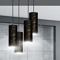 Fakse large round pendant lamp with 4 tubes of black marble 4x E27