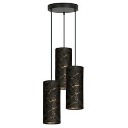 Emibig Fakse ronde pendellamp met 3 kokers zwart marmer 3x E27