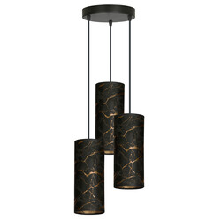 Fakse round pendant lamp with 3 tubes black marble 3x E27