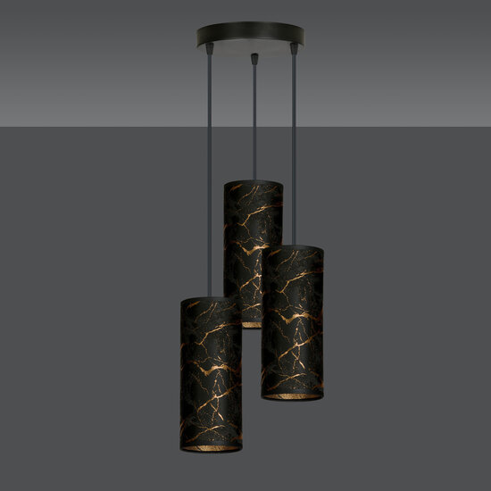 Emibig Emibig Fakse round pendant lamp with 3 tubes black marble 3x E27 - Ideal lighting for any space