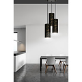 Fakse round pendant lamp with 3 tubes black marble 3x E27