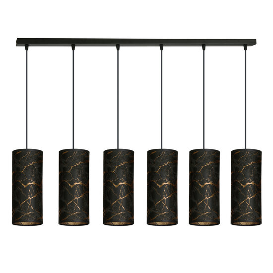 Fakse 6 cilinders gigant hanglamp zwart gemarbreerd 6x E27