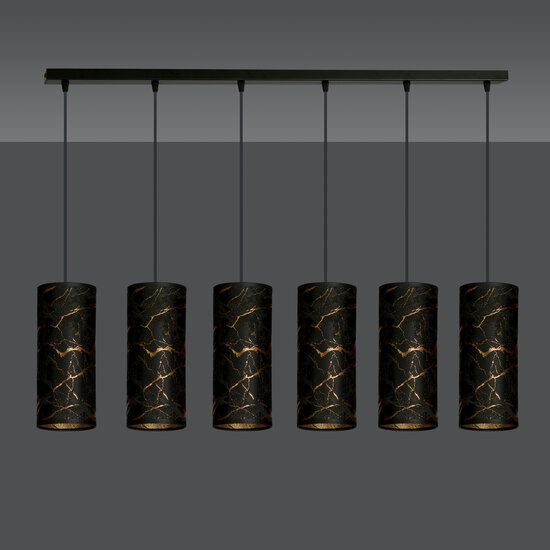Fakse 6 cylinders gigant hanging lamp black marbled 6x E27