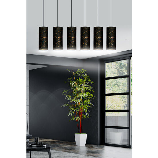 Fakse 6 cylinders gigant hanging lamp black marbled 6x E27