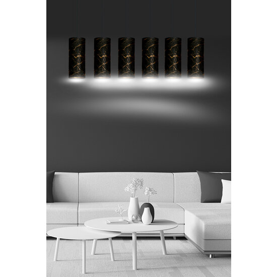 Emibig Emibig Fakse 6 cylindres géant lampe suspendue noir marbré 6x E27 - Un élément central époustouflant pour votre espace