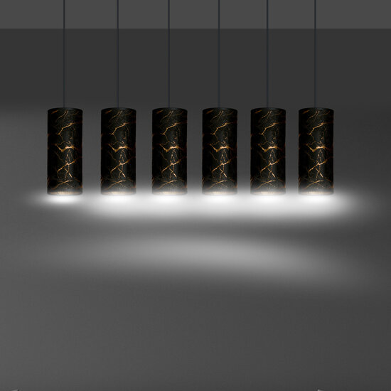 Lampe à suspension géante Fakse 6 cylindres noir marbré 6x E27