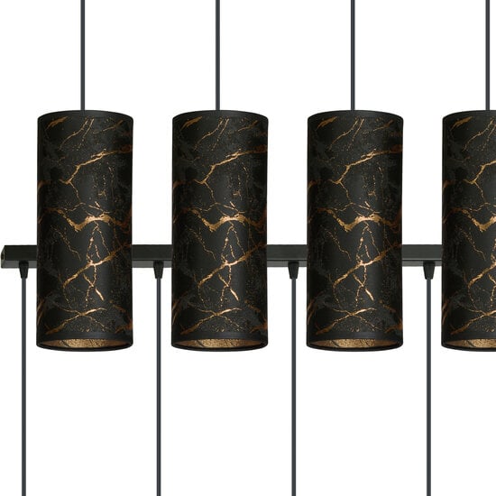 Emibig Emibig Fakse 4 cilinders grote hanglamp zwart gemarbreerd 4x E27 - Perfect voor moderne interieurs