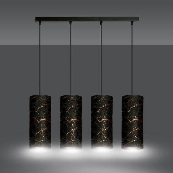 Emibig Emibig Fakse 4 cilinders grote hanglamp zwart gemarbreerd 4x E27 - Perfect voor moderne interieurs