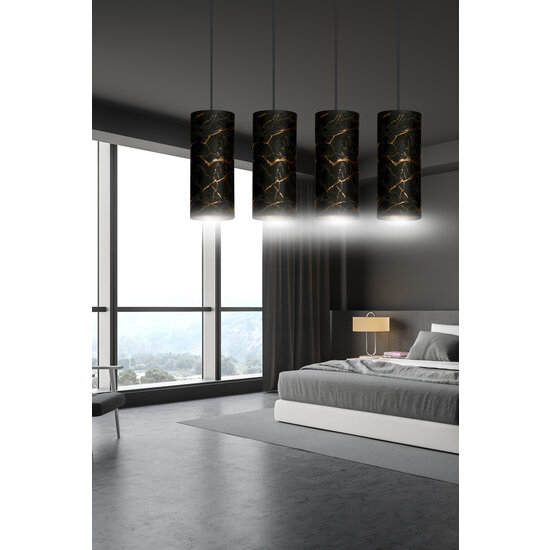 Fakse 4 cylinders large hanging lamp black marbled 4x E27