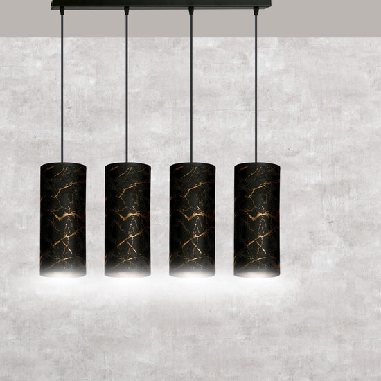 Emibig Emibig Fakse 4 cilinders grote hanglamp zwart gemarbreerd 4x E27 - Perfect voor moderne interieurs